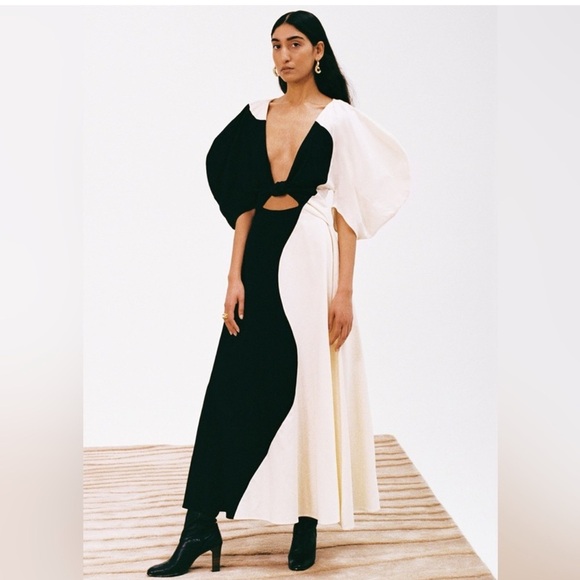 Mara Hoffman Leila Dress in Black and‎ White/cream - Picture 1 of 9
